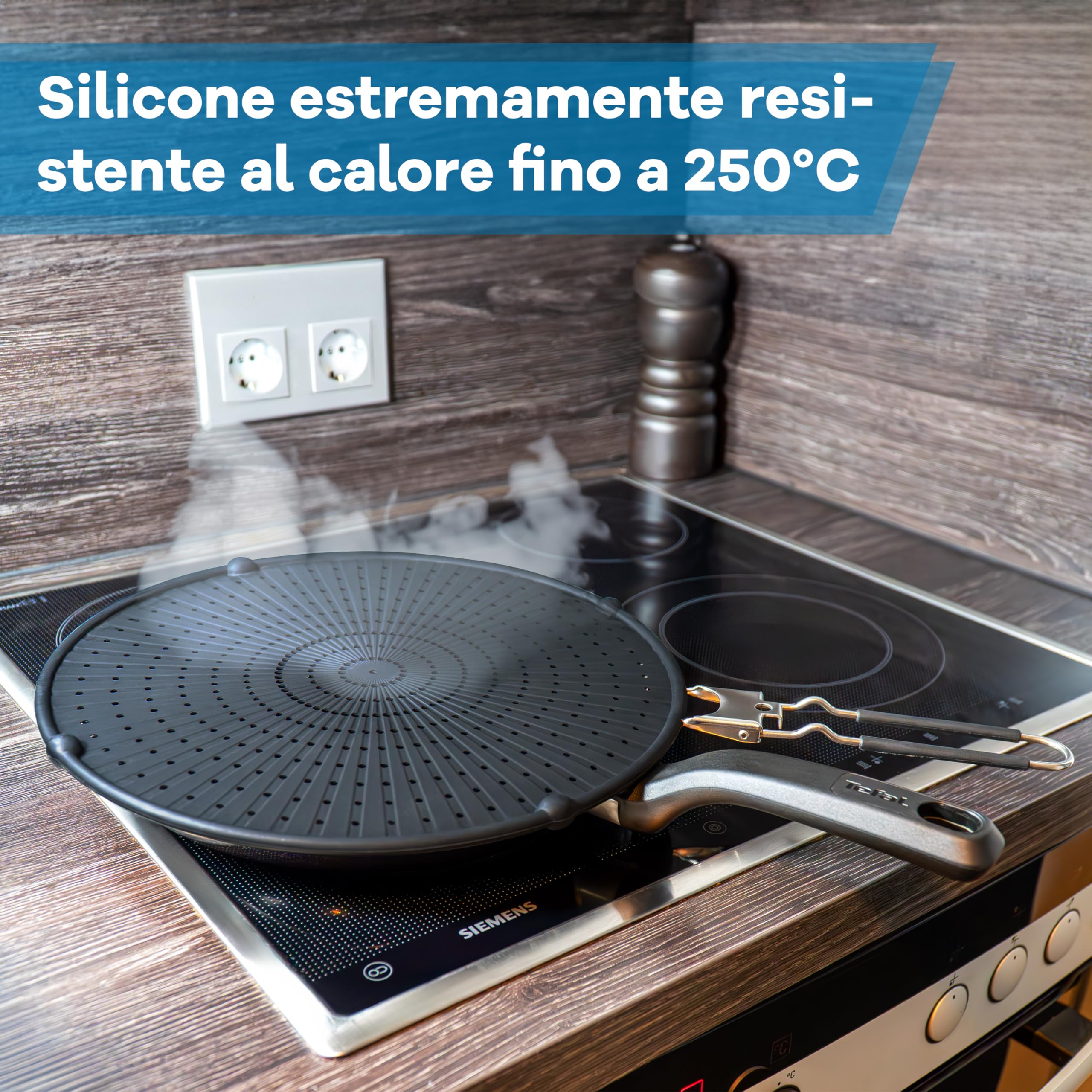 Netrox - Paraschizzi Cucina in Silicone per Padella - Resistente al Calore, Lavabile, Sicuro per Alimenti - Coperchio Universale per Frittura Fino a 30 cm - Paraspruzzi Pieghevole Universali Pentola