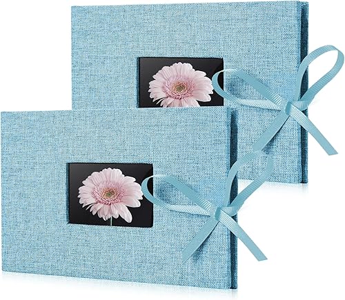 Fabmaker Paquete de 2 álbumes de fotos pequeños de 4 x 6, cada álbum de fotos tiene capacidad para 24 fotos horizontales, cubierta de lino con