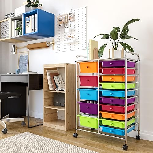 Miniatura 2 de Seville Classics Carrito de almacenamiento organizador de utilidad rodante, para oficina en casa, escuela, aula, álbum de recortes, pasatiempos,