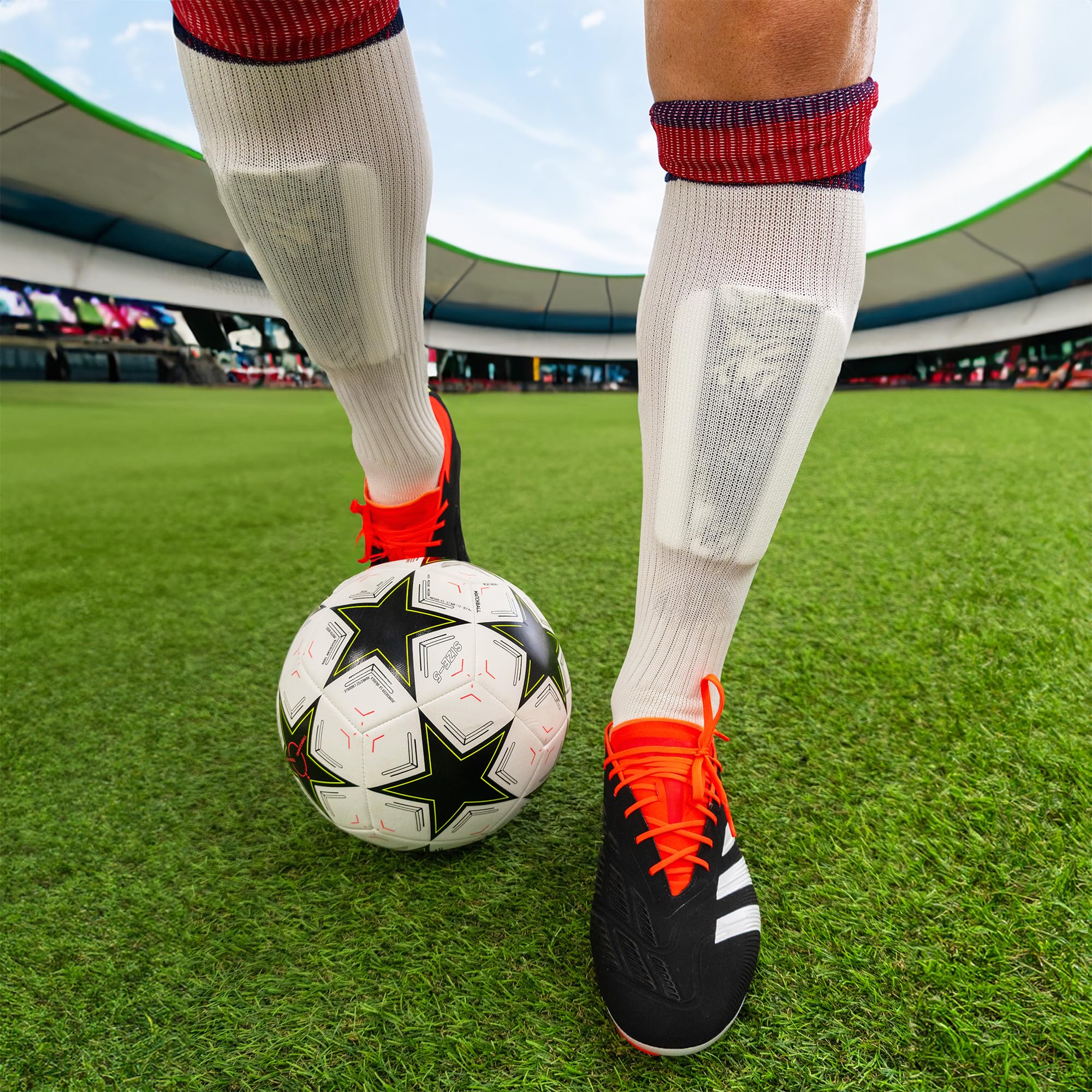 Parastinchi Da Calcio Giovani Adulti ad alta resistenza agli urti Made in Italy Protezione Completa. Comprese fasce di sostegno. Modello White Tiger