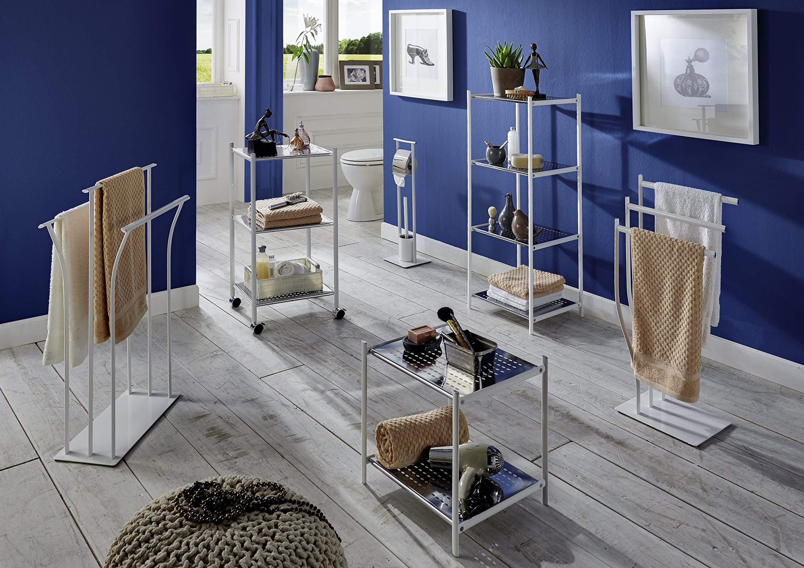 HAKU Set per WC cromo, bianco, metallo - Dim. L 20 cm x A 69 cm x P 20 cm, Stile Moderno