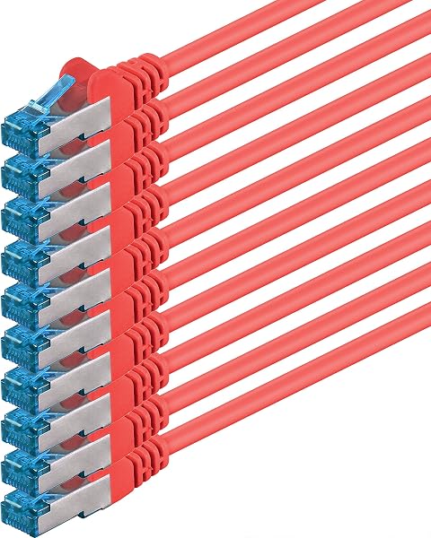 1aTTack.de Câble réseau CAT6a Cat6 Cat6 1,5 m 10 Gbit/s | rouge - 10 pièces | CAT 6a | S-FTP | double blindage - 1