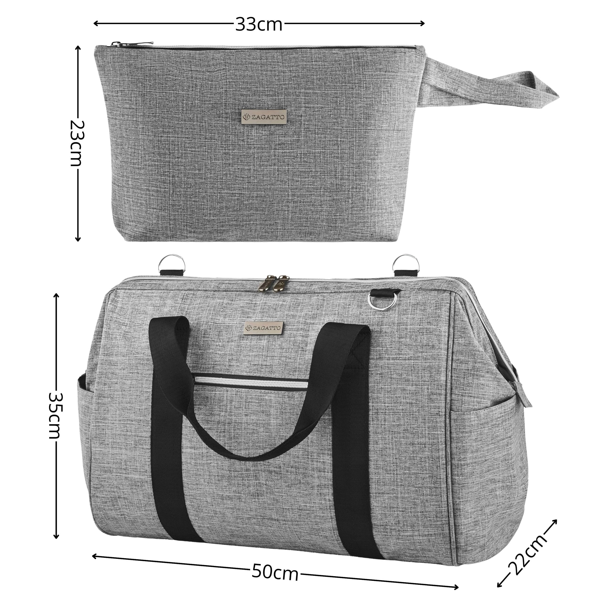 Zagatto Set 3in1 IMPERMEABILE, borsa passeggino con beauty case e tappetino