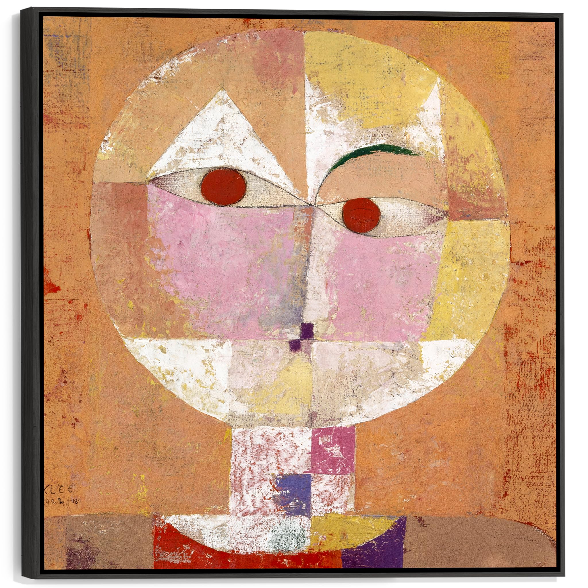 Wallfillers Orange Burnt Abstract Wall Art For Living Room - Paul Klee Framed Canvas - Ffs2128 - Xl - 100X100cm