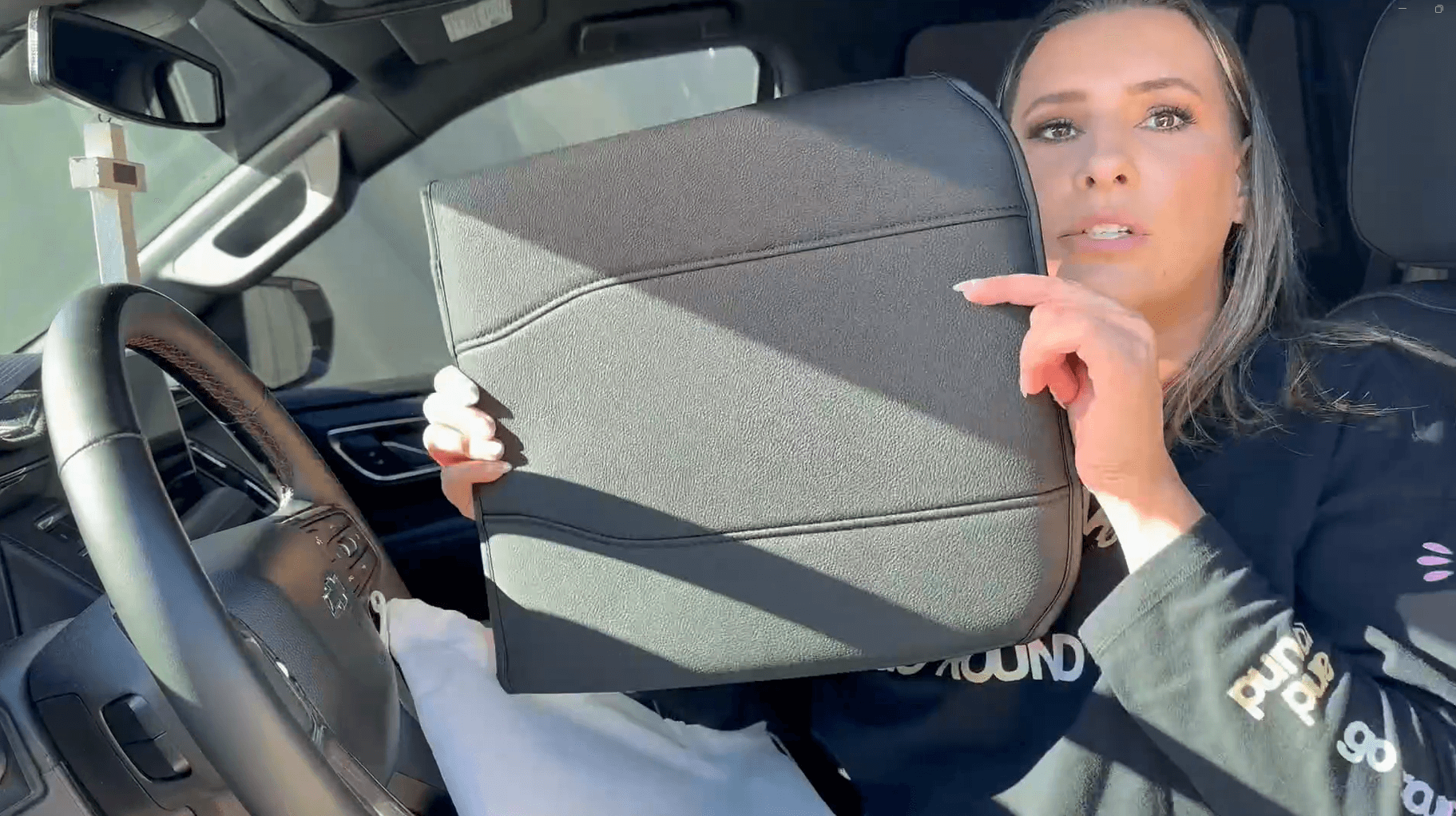 KBH Center Console Cushion Cover - For 2019-2025 GMC Sierra/Chevy Silverado, 2021-2025 Tahoe/Suburban/Yukon, Black, Anti-Scratch Armrest Protector - View #4