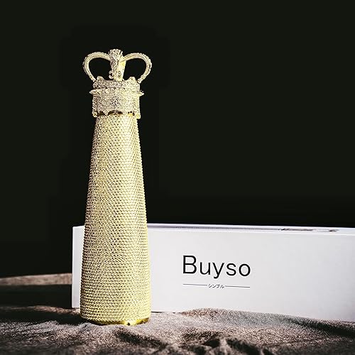 Miniatura 2 de Buyso Botella de agua dorada con diamantes de imitación dorados, reutilizable, aislada, de acero inoxidable, regalo estético prémium