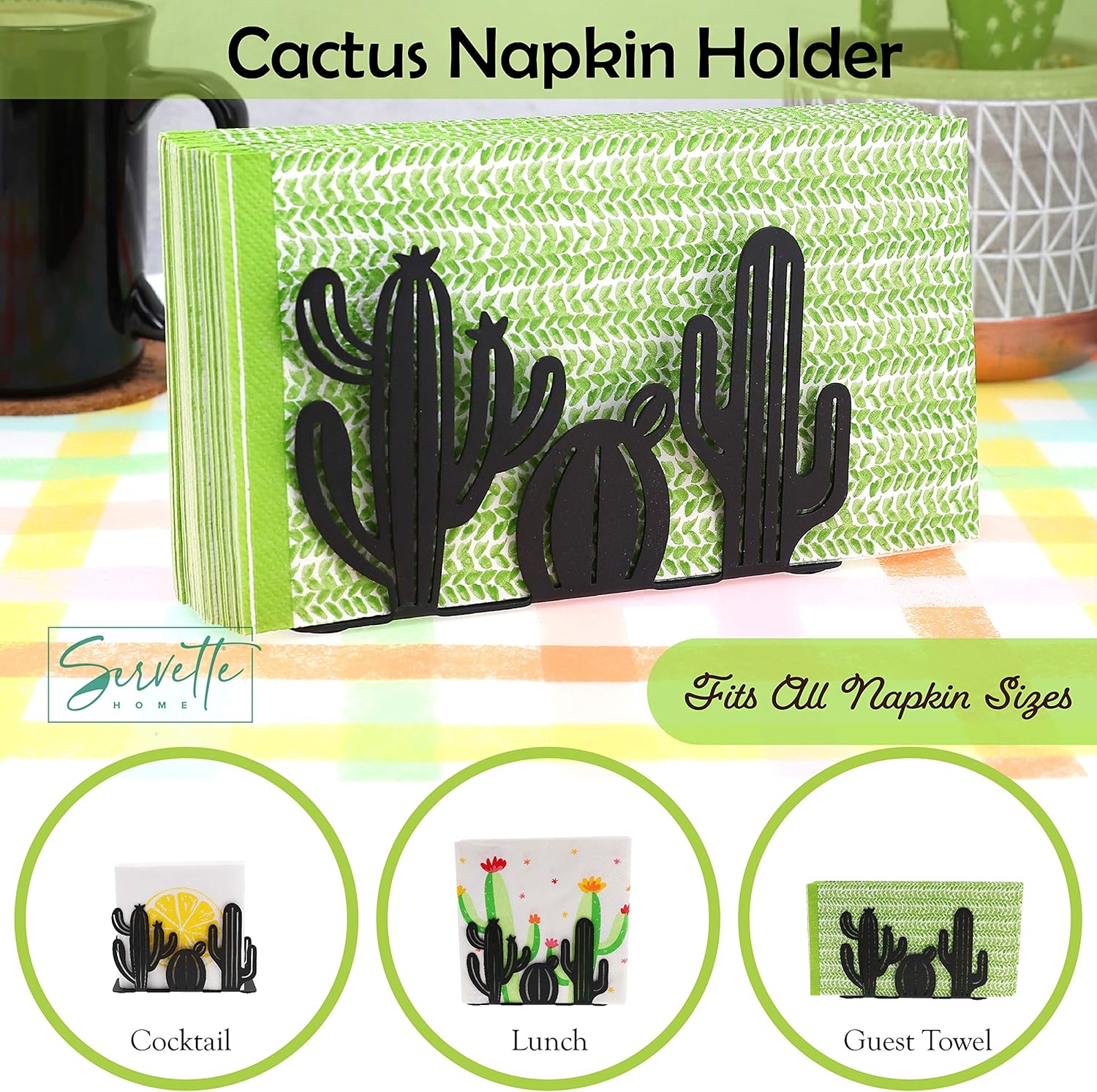 Freestanding Napkin Holders for Table - Set of 2 - Coffee & Cactus