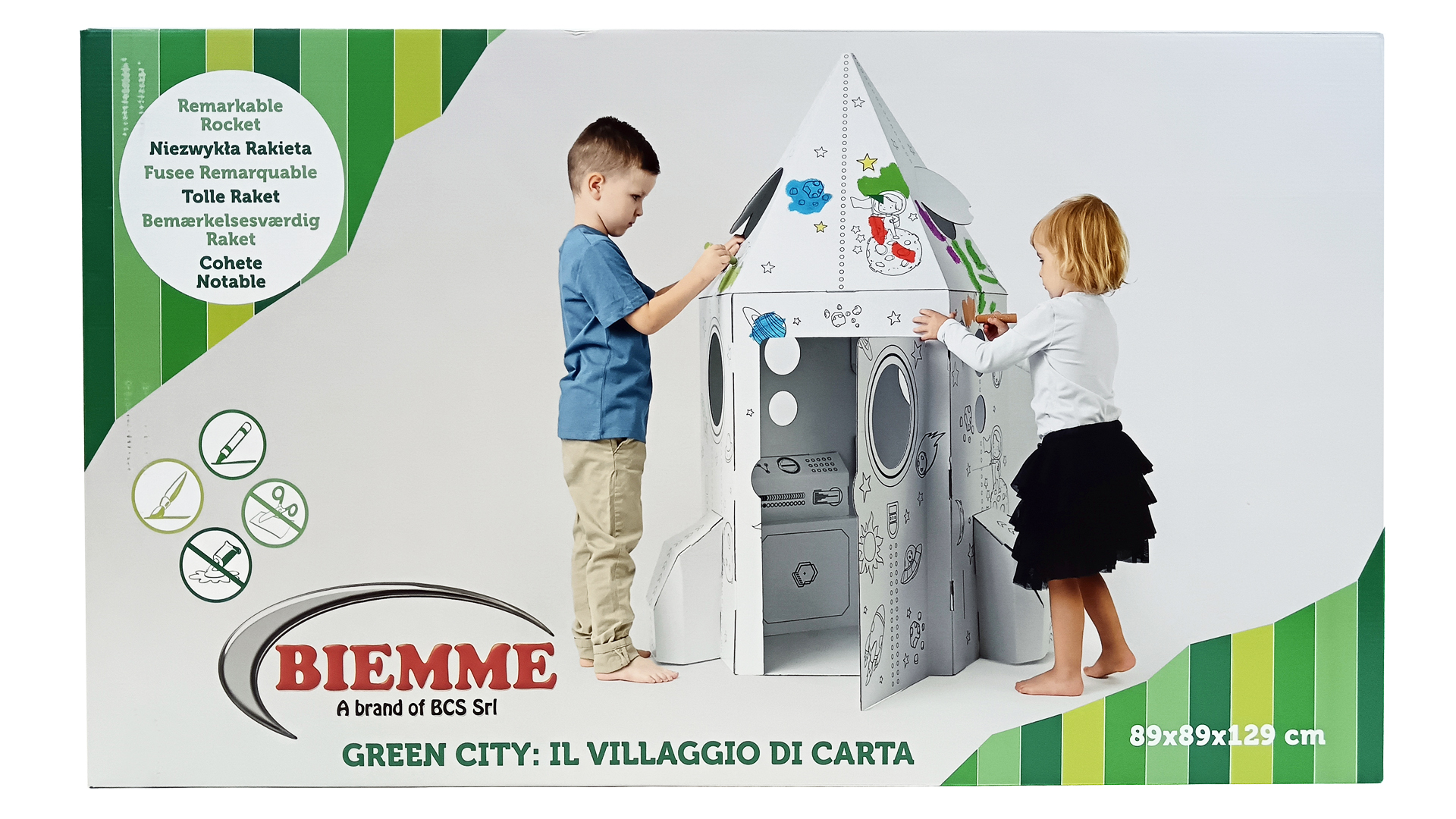 Razzo Spaziale In Cartone Da Colorare GreenCity | Gioco Montessori 100% Riciclabile - 6