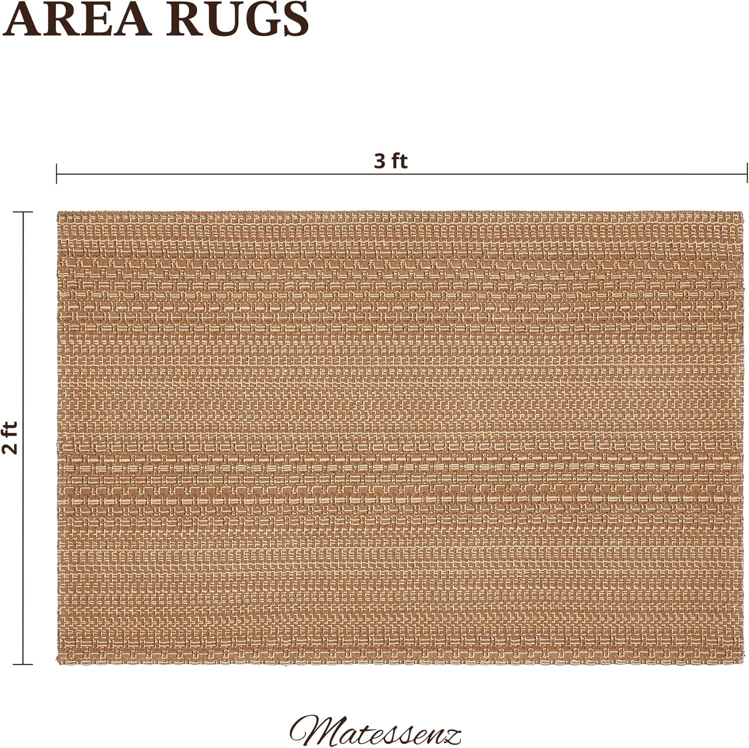 MatEssenz 2x3 Textured Washable Entry Rug, Natural Woven Low-Profile Door Mat with Non-Slip TPR Backing, Brown, for Entryway, Kitchen, Laundry Room