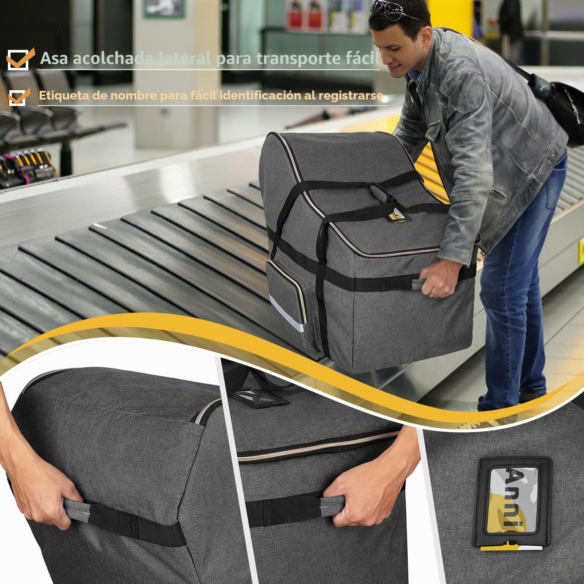 Teamoy Bolsa de Viaje para Asiento de Automóvil Infantil Compatible con Todos Los Asientos y Bases de Automóvil Nuna Pipa, Fundas de Asiento de Automóvil para Viajes en Avión, Gris