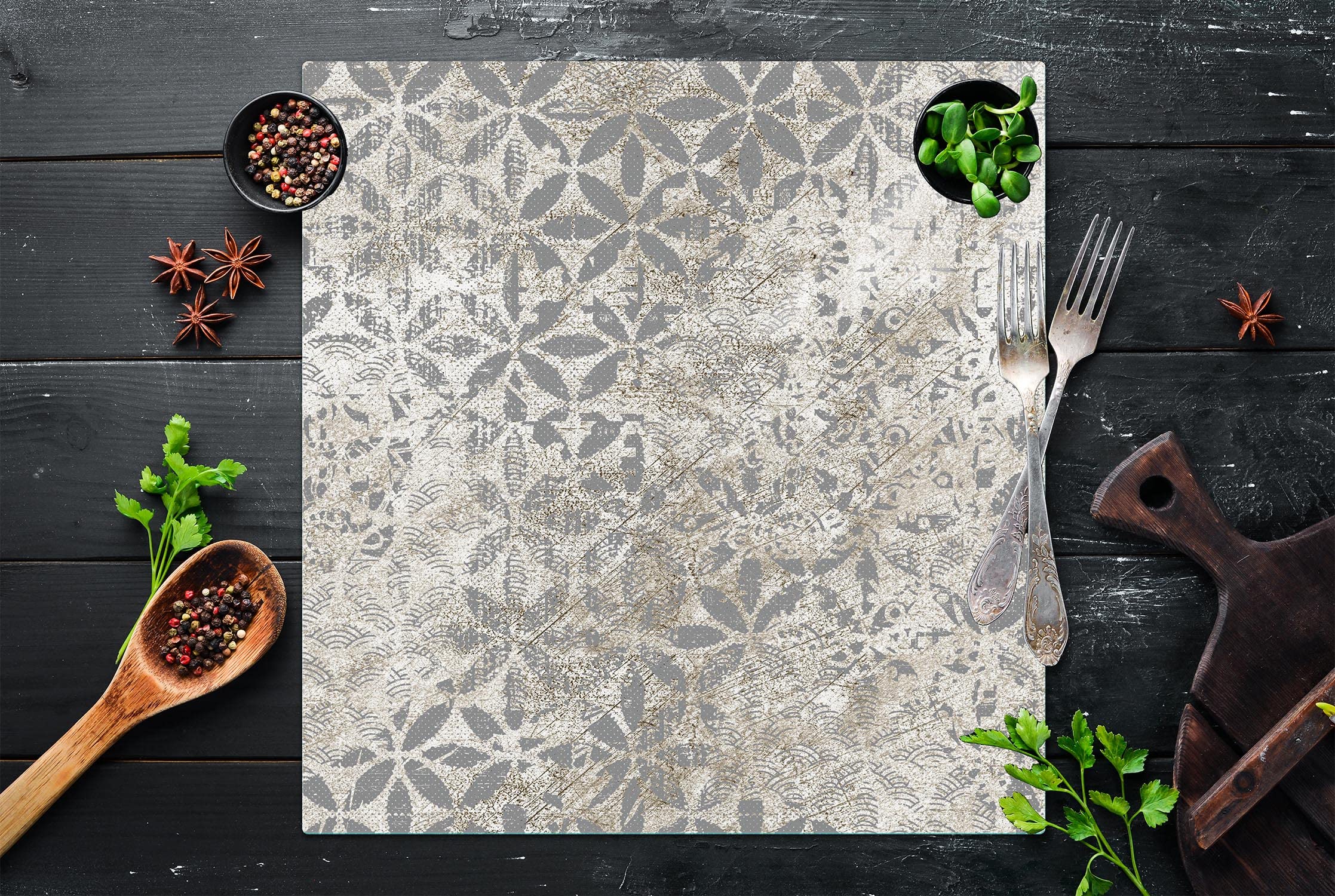 Placa protectora de vitrocerámica 50 x 52 cm 1 pieza cocina eléctrica universal para inducción protección contra salpicaduras tabla de cortar de vidrio templado como decoración, GRIS
