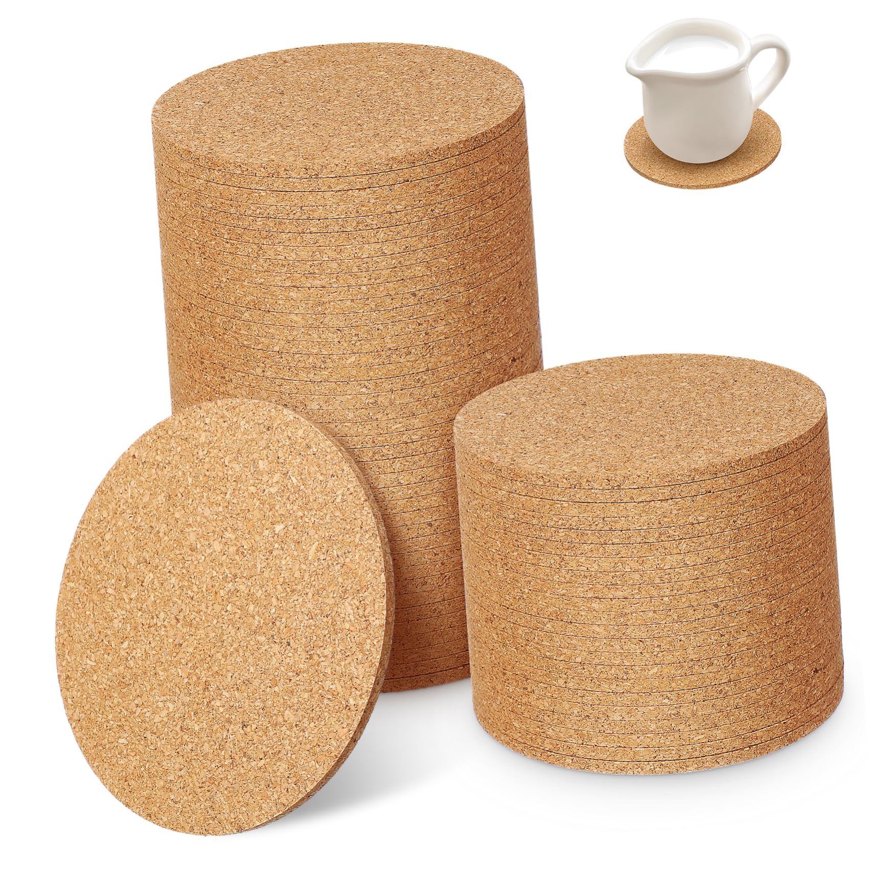 Dessous De Verre en Liège Ronds 90x3 Mm – Lot de 100 Pièces – Liège Naturel Antidérapant – Protection Table pour Boissons Chaudes Et Pots – Utilisables Maison Et Bureau