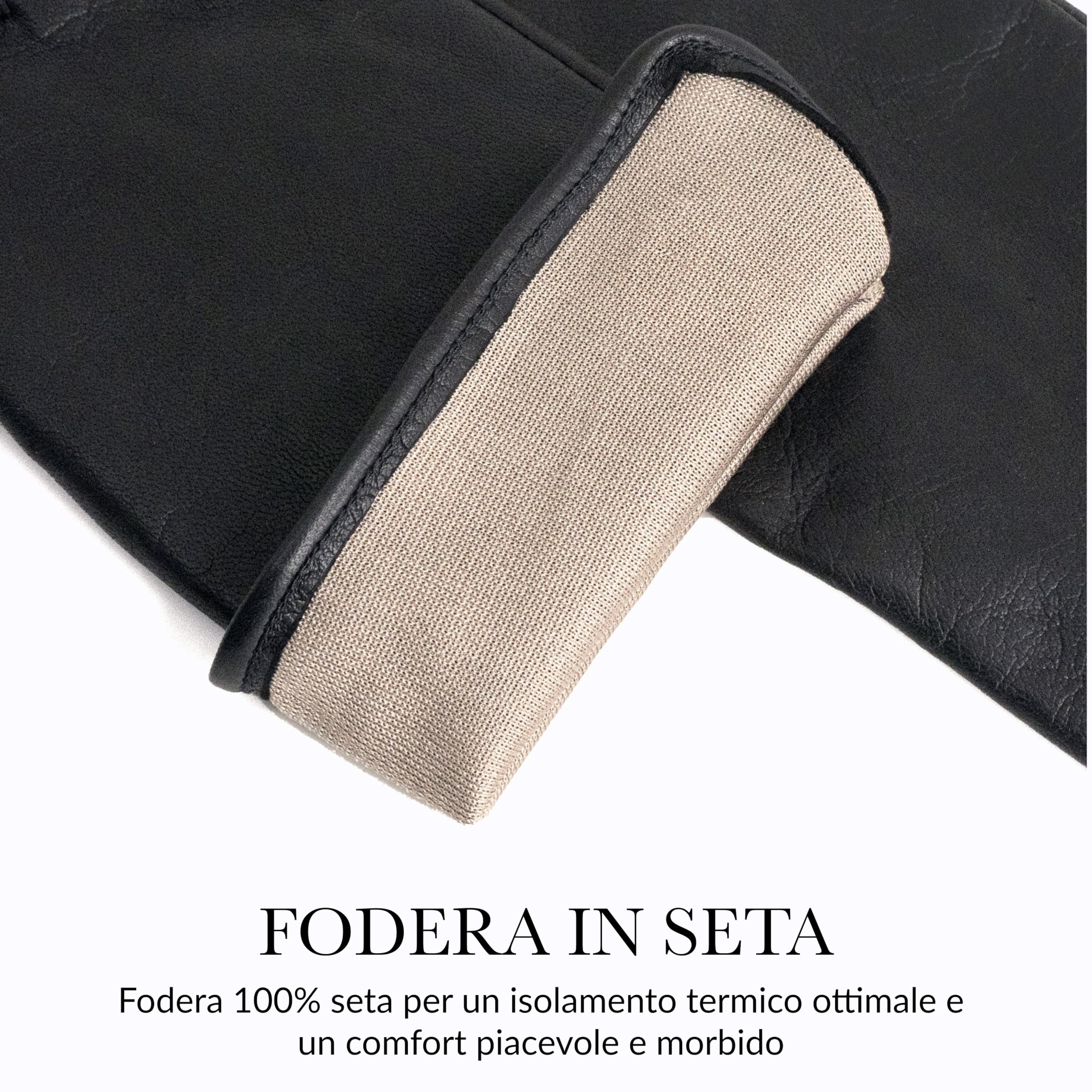 GLOVE STORY Guanti in Pelle di Agnello per Donna Fodera in 100% Seta - Guanti Touchscreen Materiale Elegante, Morbido e Confortevole - Guanti Invernali Caldi per Donna Produzione Artigianale