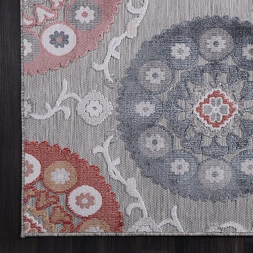Miniatura 32 de CAMILSON Indoor Outdoor Rug 5x7 Bohemian Medallion Floral Area Rugs for Indoor and Outdoor Patios Easy-Cleaning Non-Shedding Living Room Garden and