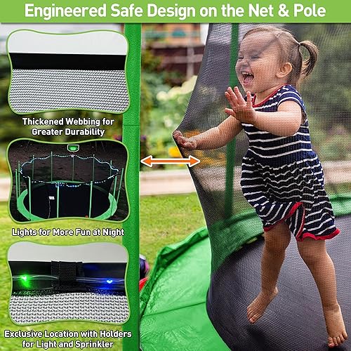 Miniatura 3 de LHX Trampolín de 8, 10, 12, 14, 15, 16 pies, para exteriores, 1500 libras con aro de baloncesto, trampolín grande y resistente para niños y adultos