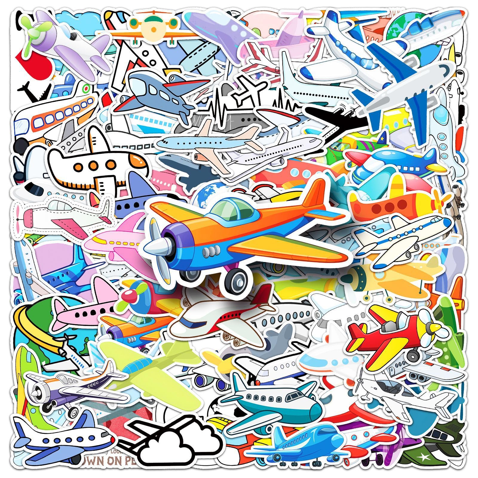 Lylsdsb Men's Airplane Stickers 101 Pcs Funny Cartoon Cool Transportation Sticker For Skateboard Water Bottle Laptop Luggage Phone Scrapbook Car Bike Helmet,Waterproof Trendy Paper Plane Sticker For Adults Boys
