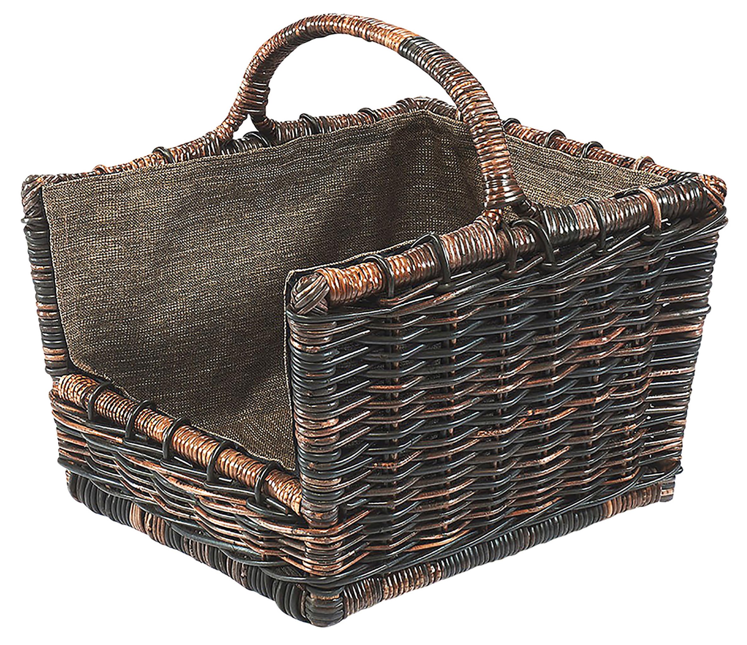 Kobolo Kaminholzkorb Holztrage für Kaminholz aus Rattan mit Stoff