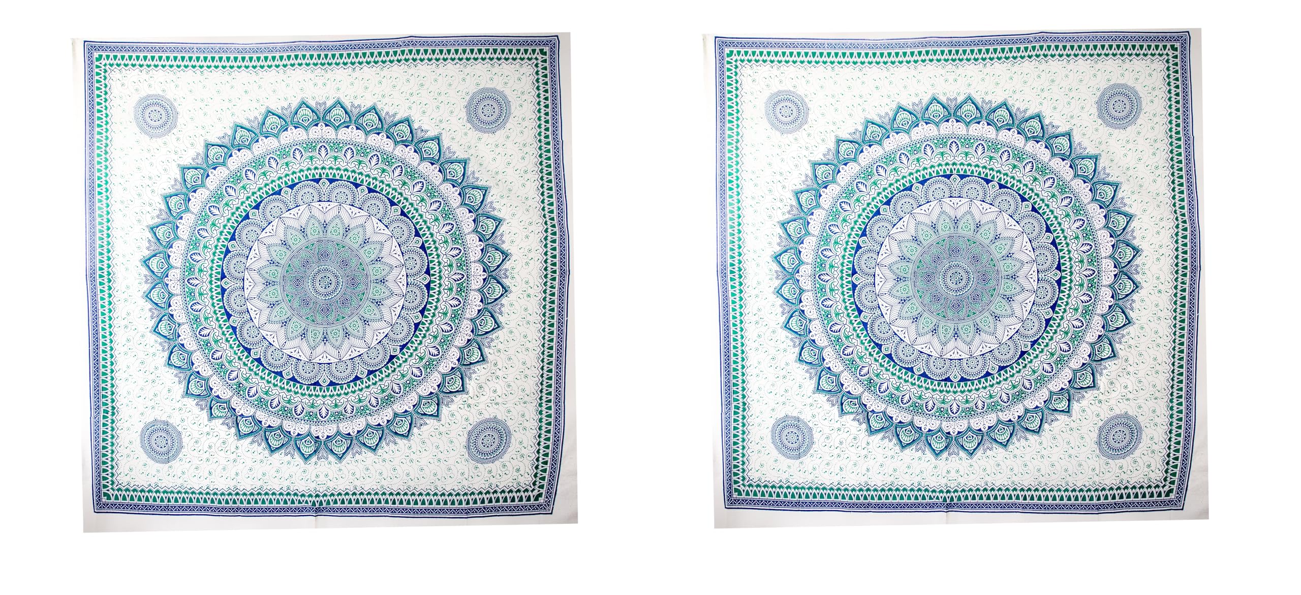 BRICOMIRAS Toalla de Playa Grande antiarena con diseños Mandala | Ideal como Manta, Pareo y Toalla Grande para la Playa o Piscina | Espaciosa y Repelente a la Arena (2und Verde-Azul 240x210cm)