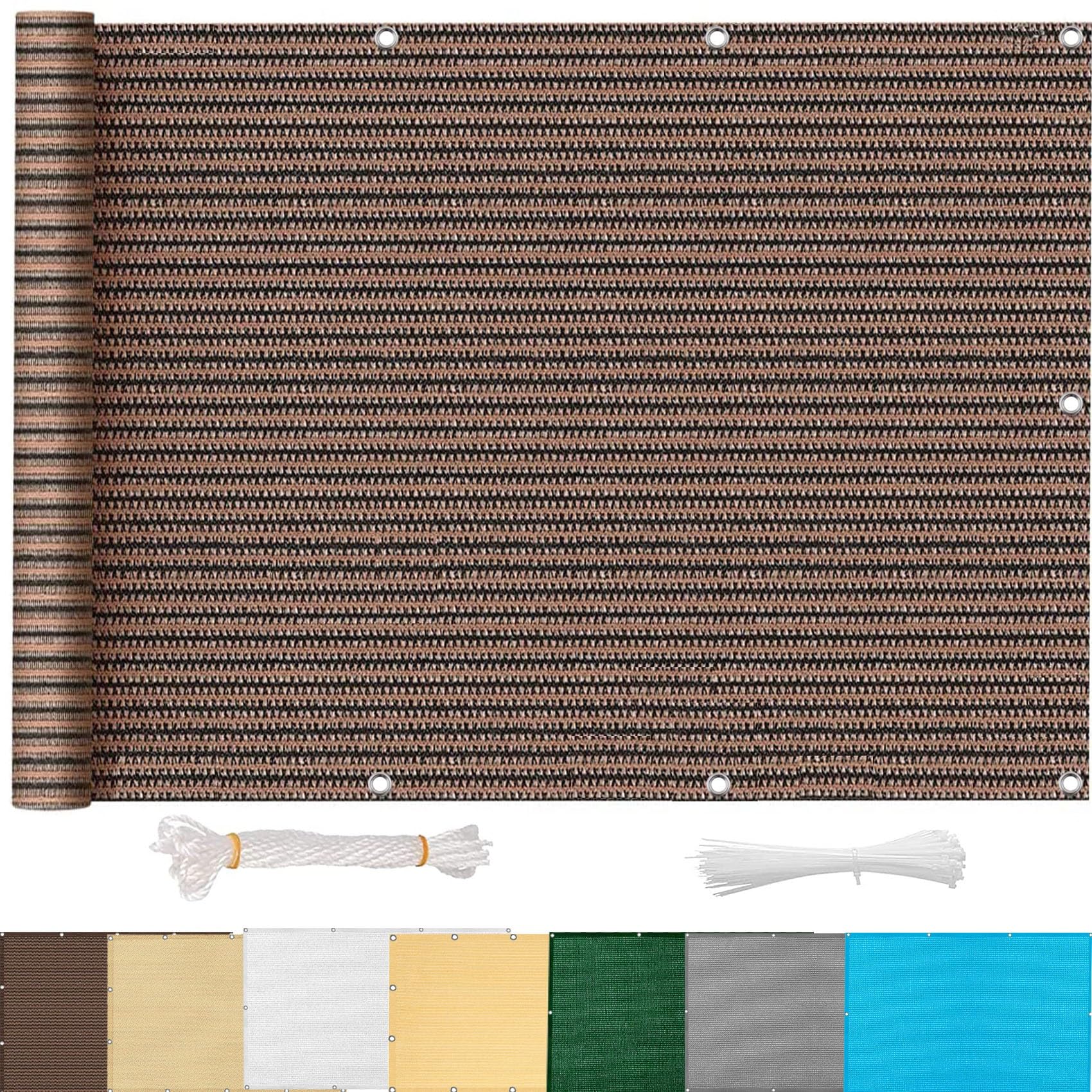 Toldo vela de sombra marrón 3.2x3.4m resistente al viento para balcón e invernadero