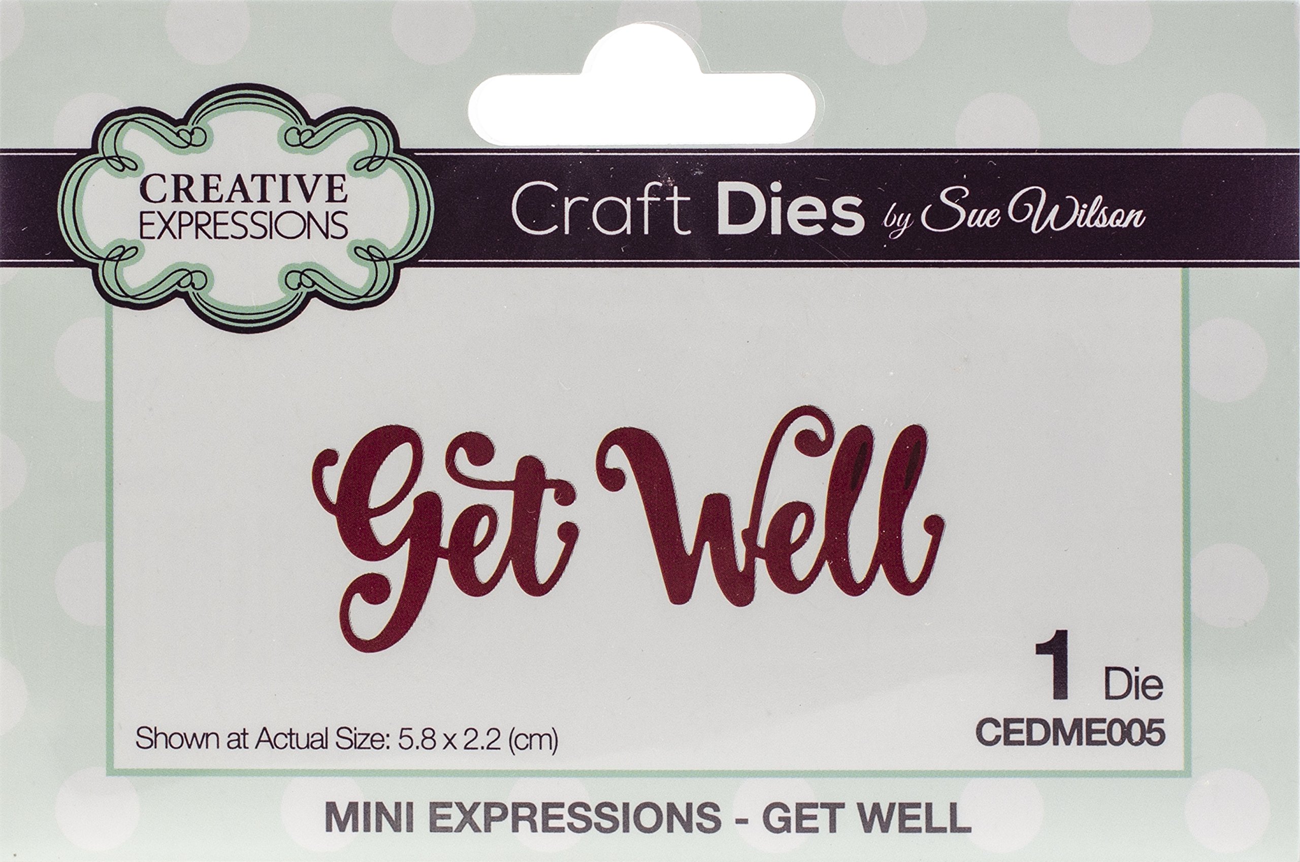 Sue Wilson Silver Mini Expressions Get Well Die, Metal, 12.5 X 8 X 0.8 Cm, Cedme005