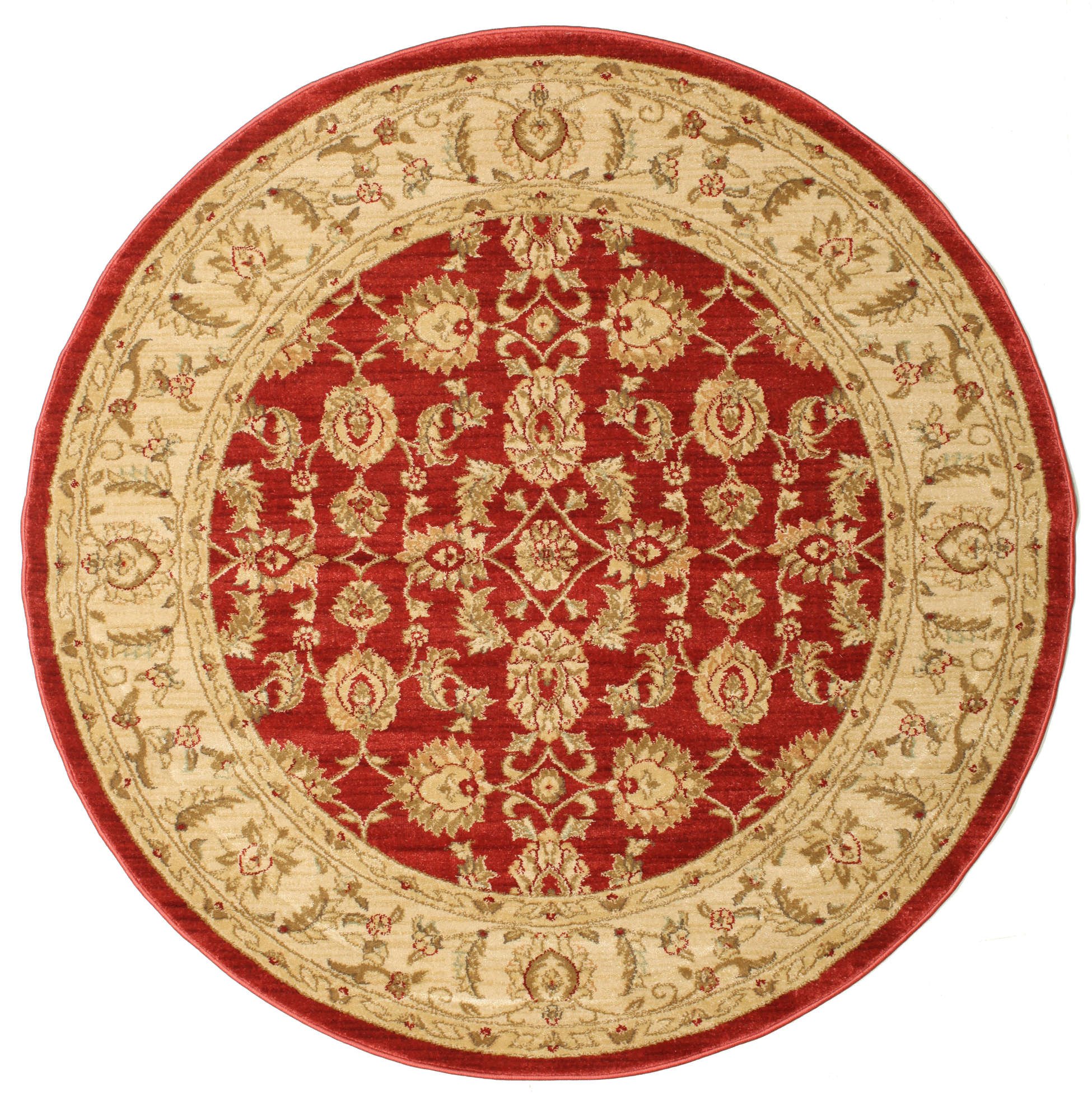 RugVista Ziegler Kaspin Teppich, Ø 150 cm, Rot | Orientalische, Rund, Niedriger Stapel, Nur chemische Reinigung, Oeko-Tex 100, Wohnzimmer, Esszimmer, Schlafzimmer, Küche