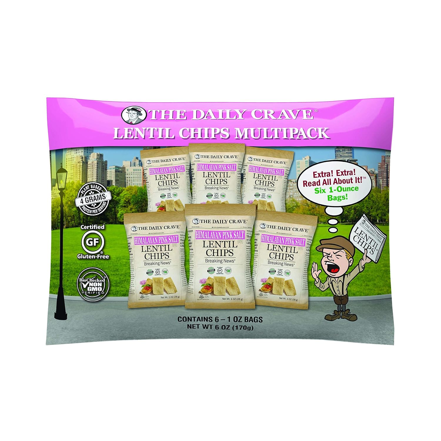 The Daily Crave Himalayan Pink Salt Lentil Chips, 4.25 Oz (Pack Of 8) 4 G Protein, Gluten-Free, Non-Gmo, Kosher, Crunchy