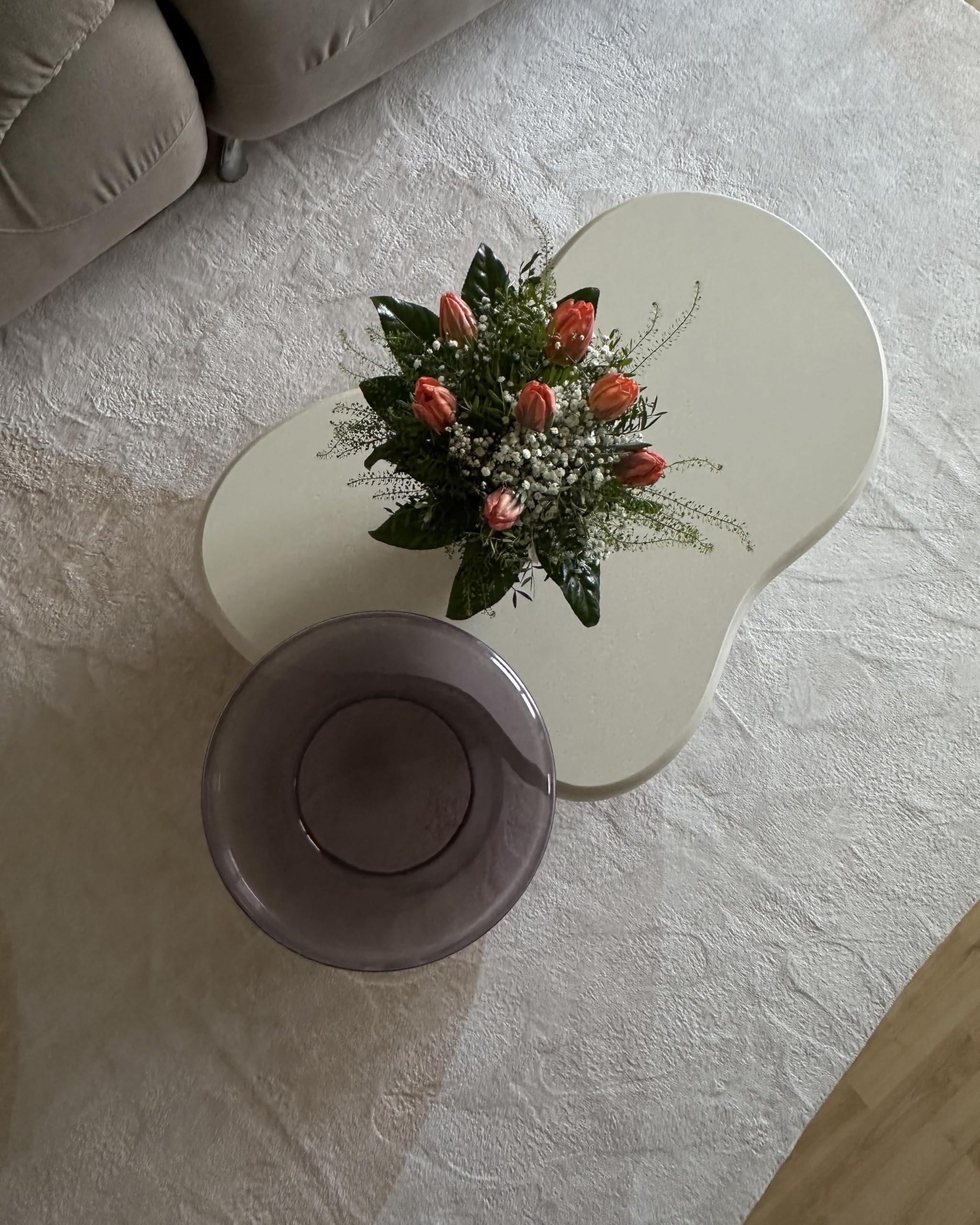 Beliani Mesa Auxiliar Decorativa de Vidrio Transparente Tintado ø 39 cm Gris Caldera