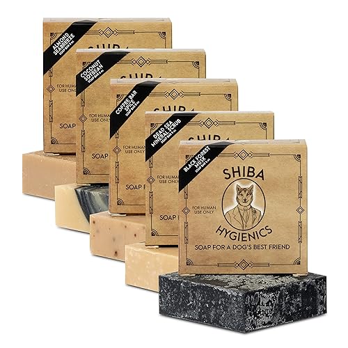 Shiba Hygienics Paquete de 5 barras de jabón de 5 onzas totalmente naturales procesadas en frío hechas a mano unisex para seres humanos de todos los