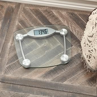 Taylor Digital Bathroom Scale, Body Weight Scale, Instant On and Off, 400 lb Capacity, Sturdy Clear Glass with Chrome-Finish Base