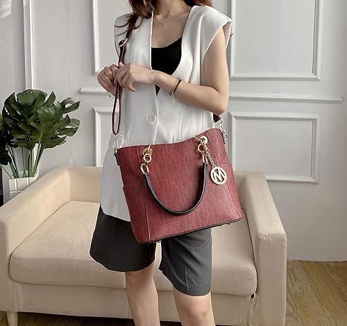 Miniatura 4 de MKF Collection Bolso de hombro para mujer bolso cruzado de cuero sintético con asa superior Karine Negro, Karine Brown, Karine Borgoña, Karine