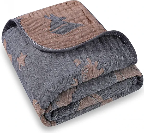 HardNok Ultra Soft Muslin Baby Blanket, A Versatile Swaddle and Crib for Babies, Toddlers, Boys, and Girls (1 Pack Ocean)