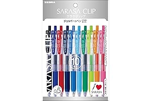 Zebra Sarasa Push Clip Gel Pens - 0.5mm - 10 Bold Colors