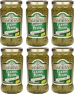 Filippo Berio Pesto, Classic Basil, 6.7 Ounce Glass Jar, Pack of 6
