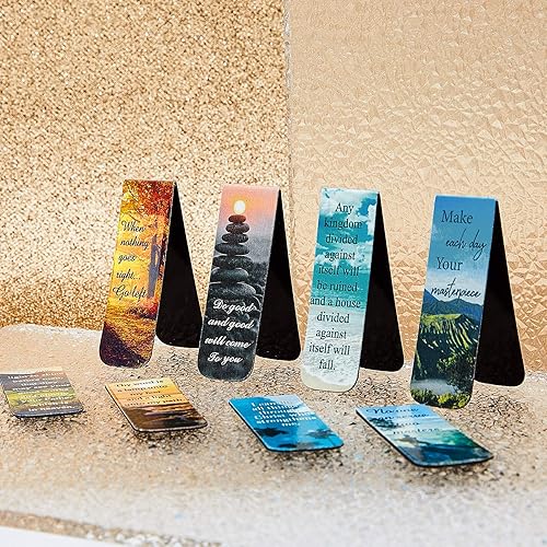 Miniatura 6 de Zonon Marcapáginas magnético de la Biblia, 12 unidades, con texto inspirador, escritura cristiana, versículo religioso, marcador magnético, clip de