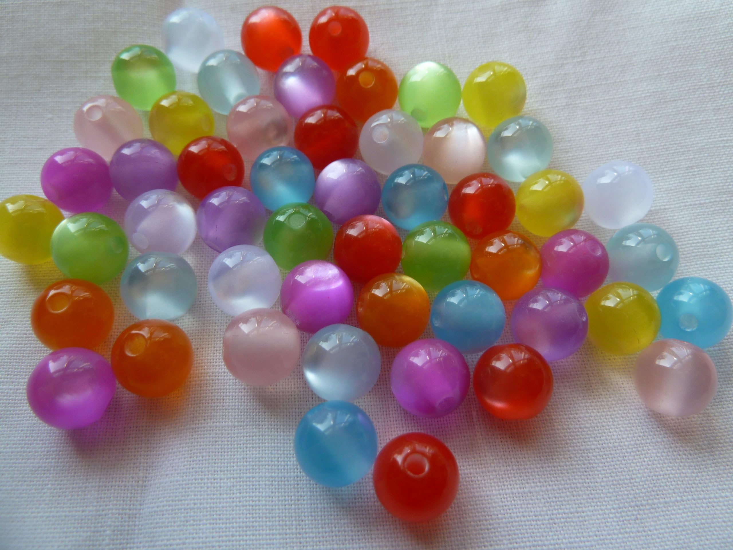 50 Mixed Job Lots 8mm Simulated Resin Cats Eye Beads