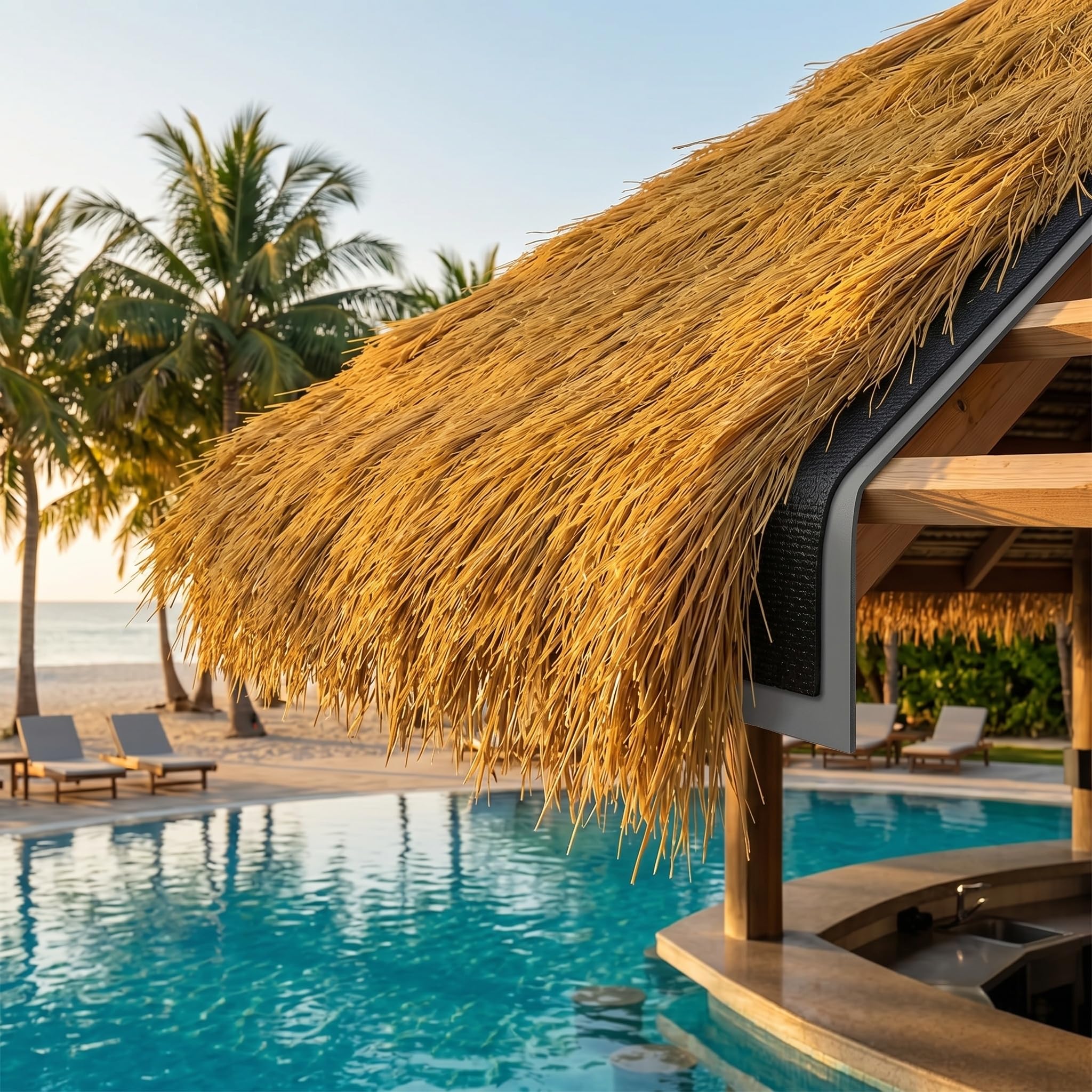 Rollos De Paja De Palma Artificial - Techo De Paja Mexicana para Bares Tiki, Cabañas, Patios, Piscinas Y Fiestas Hawaianas - Decoración De Paja Sintética Duradera 1x2m(39.3inX78.7in)