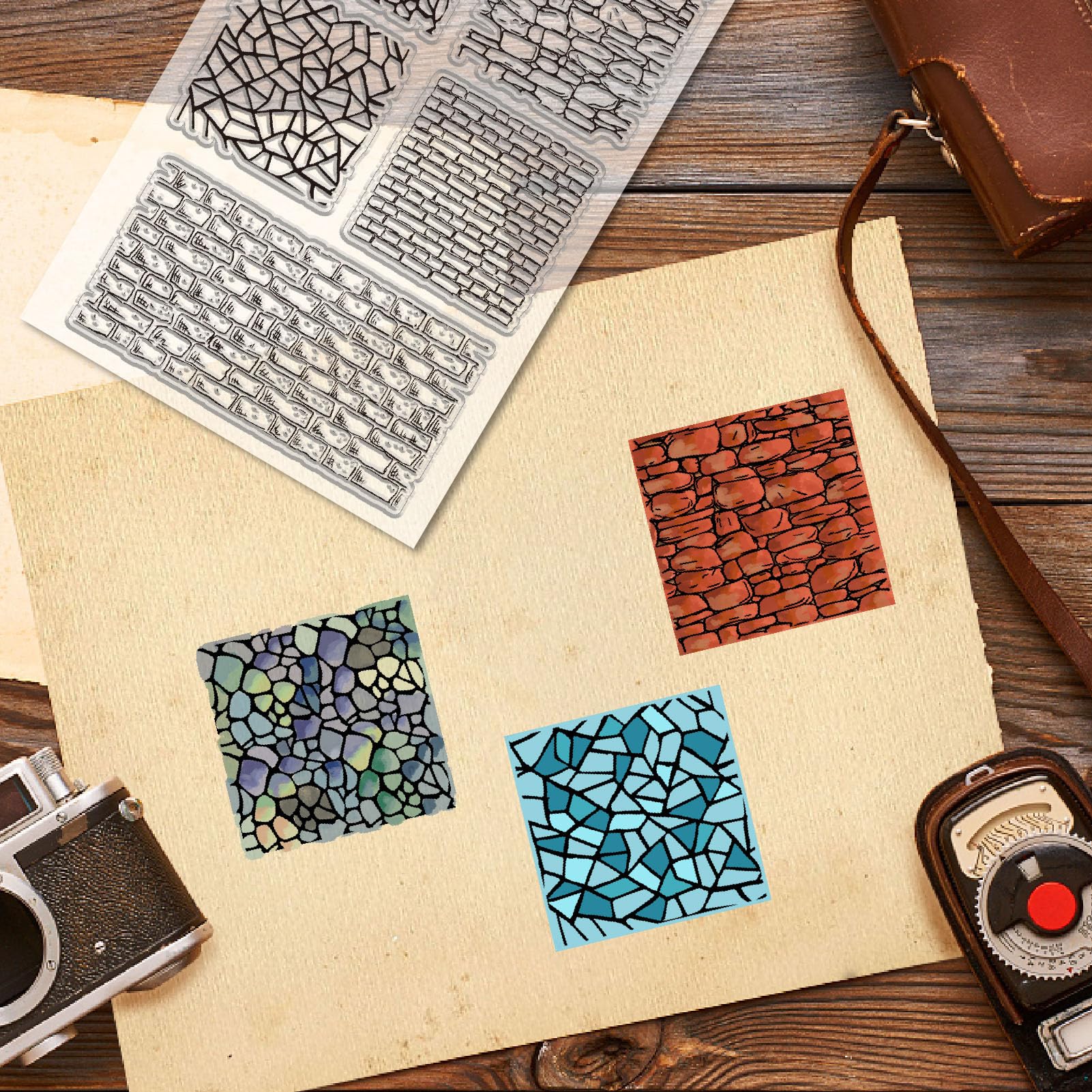 CRASPIRE Clear Floor Design Stamps For Card Making & Scrapbooking - Silicone Rubber Background Stamps DIY Craft - View #3
