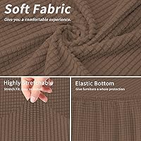 Vista 4 de Easy-Going Funda elástica para sillón de club de 1 pieza, funda para sofá de bañera de barril, protector de muebles, funda de sofá jacquard, marrón