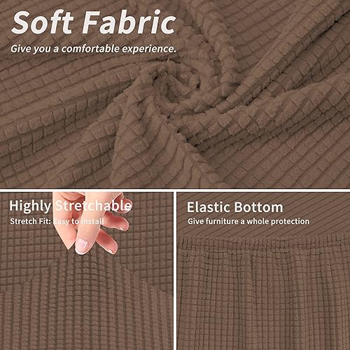 Miniatura 4 de Easy-Going Funda elástica para sillón de club de 1 pieza, funda para sofá de bañera de barril, protector de muebles, funda de sofá jacquard, marrón