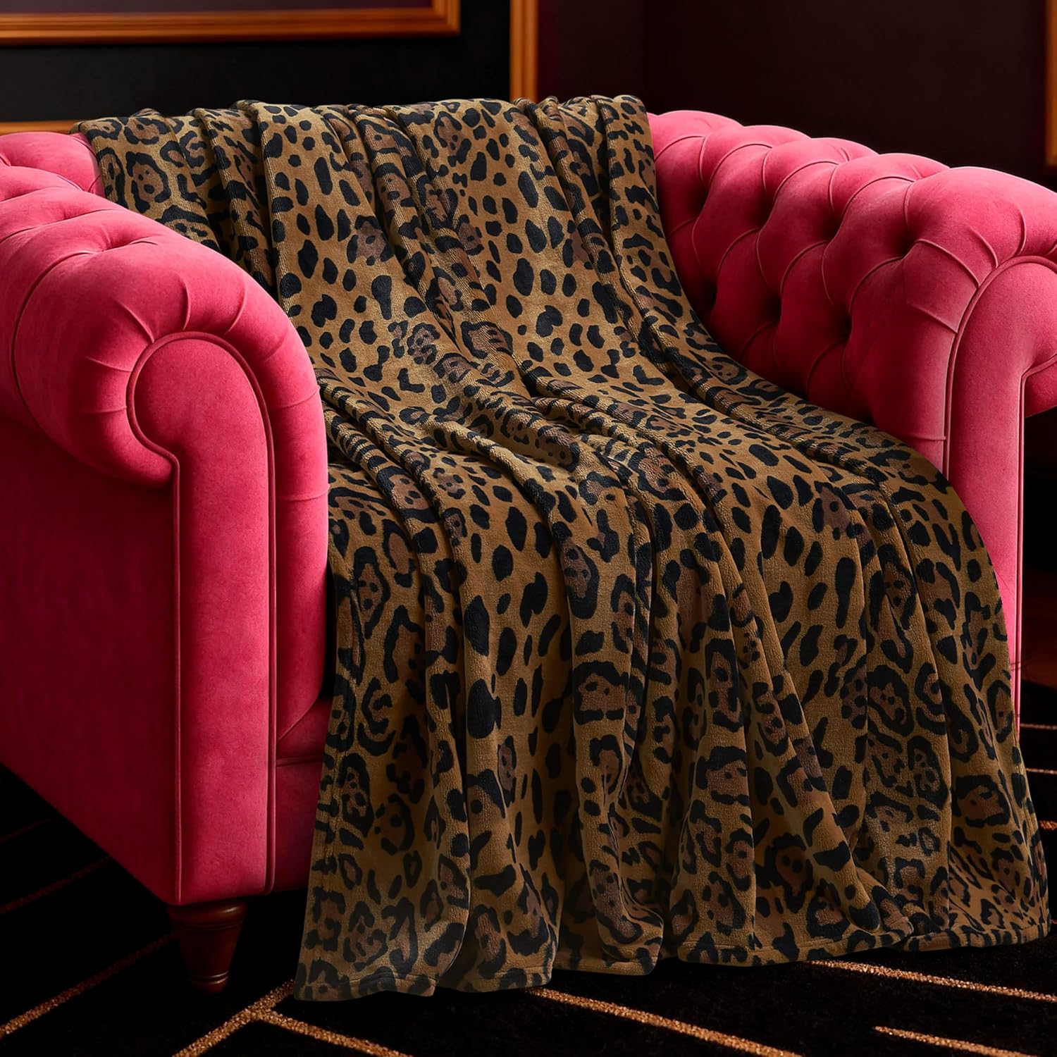 Baby Phat Oversized Plush Throw Blanket 60" x 70", Leopard
