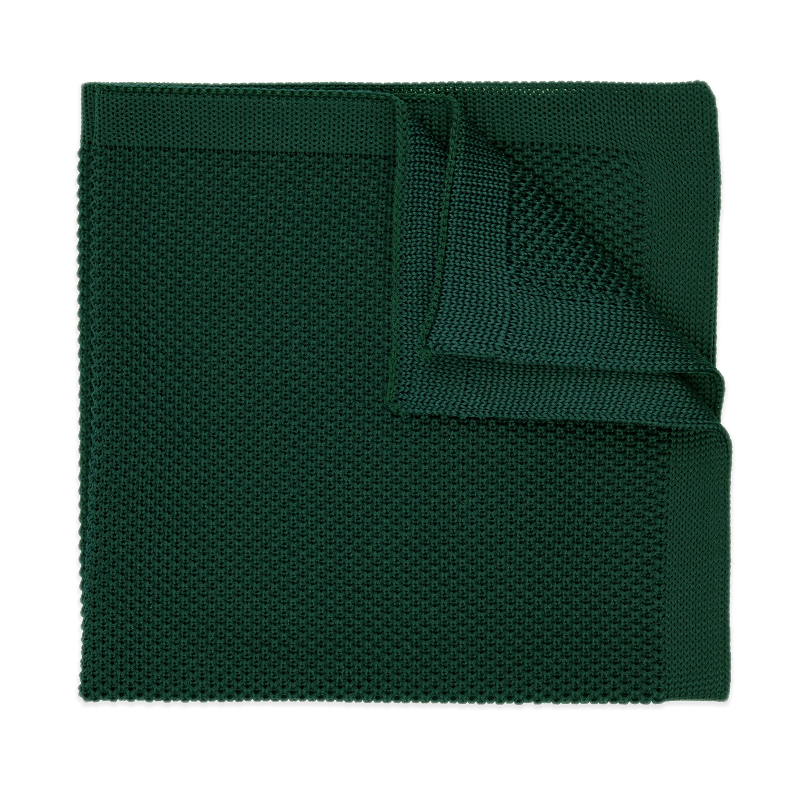 The Gents Lab Men's Dark Green 100% Polyester Knitted Pocket Square (Dark Green)