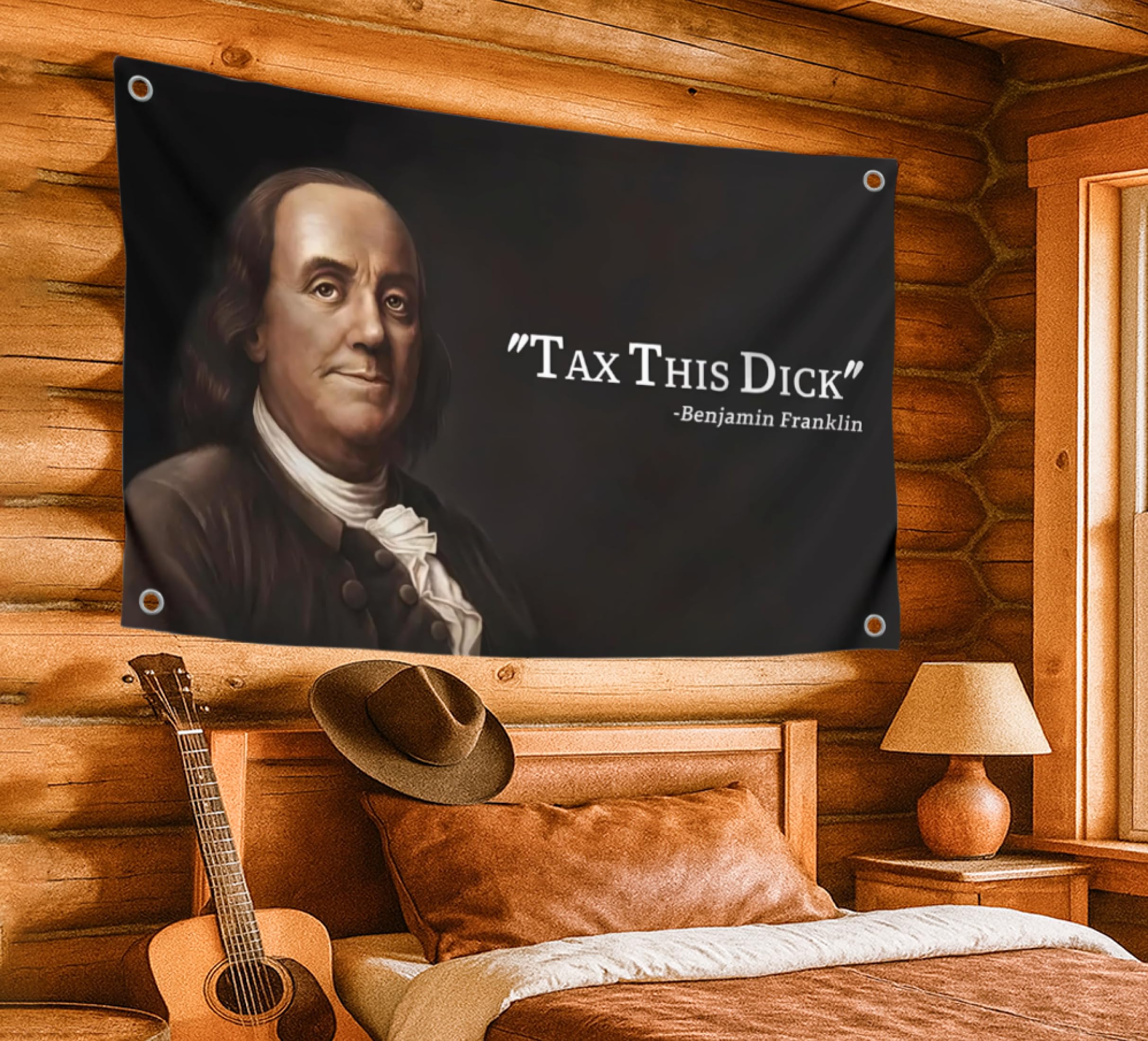 Sheff Benjamin Franklin 'Tax This Dick' Flagge – Lustiges Zitat, 90x152 Cm, Polyester Mit Metallösen