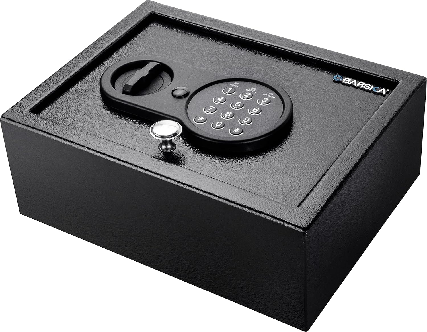 Barska Top Opening Keypad Safe – Compact Digital Security Box for Home or Office, Solid Steel, Anti-Pry Hinges, Jewelry & Valuables- drawer safe - top open drawer - in wall mounting, Hidden safes