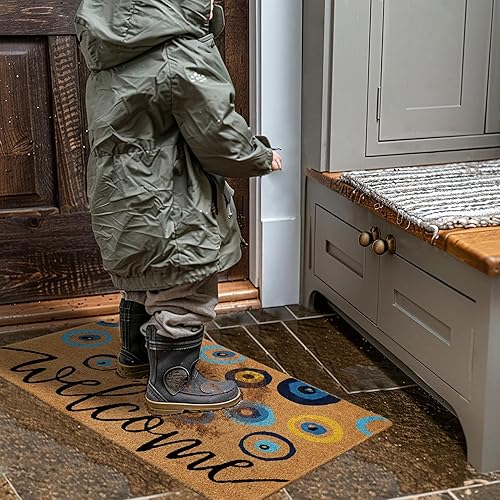 Miniatura 2 de Felpudo de bienvenida  Tapete antideslizante que atrapa la suciedad, mal de ojo, fibra de coco y coco, felpudo delantero de perfil bajo, para