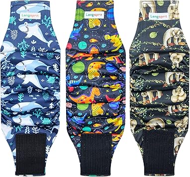 Langsprit Male Belly Bands for Dogs Pack of 3 - Dog Diapers Male - High Absorbing Dog Wraps Washable - Reusable Small Doggy Doggie Puppy Dog Diapers Medium,Waist14-16.5 inches