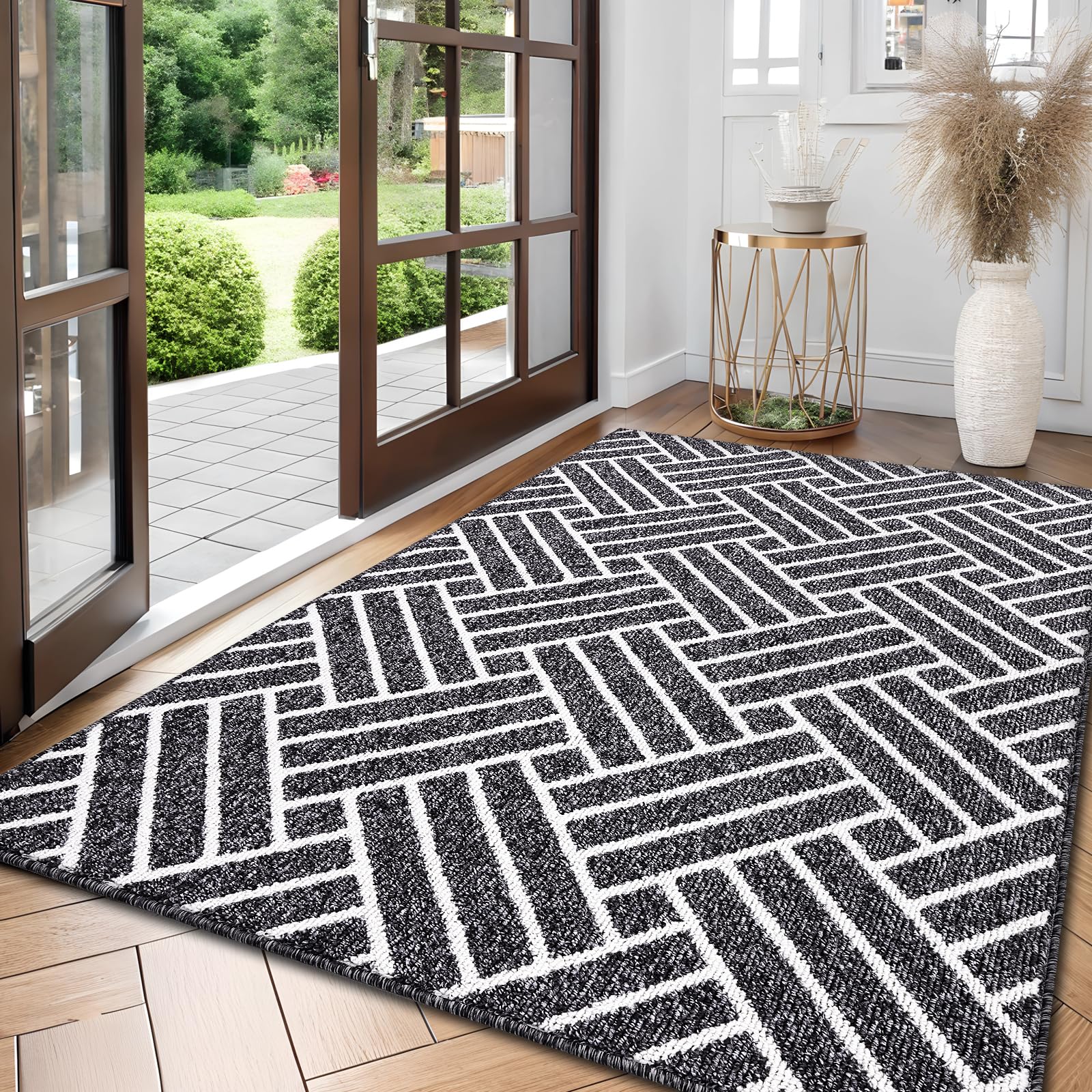 OLANLY Large Indoor Door Mat, 59x35 Inch, Dirt Resistant and Absorbent, Non-Slip Rubber Backing Floor Mats, Easy Clean Low-Profile Doormat for