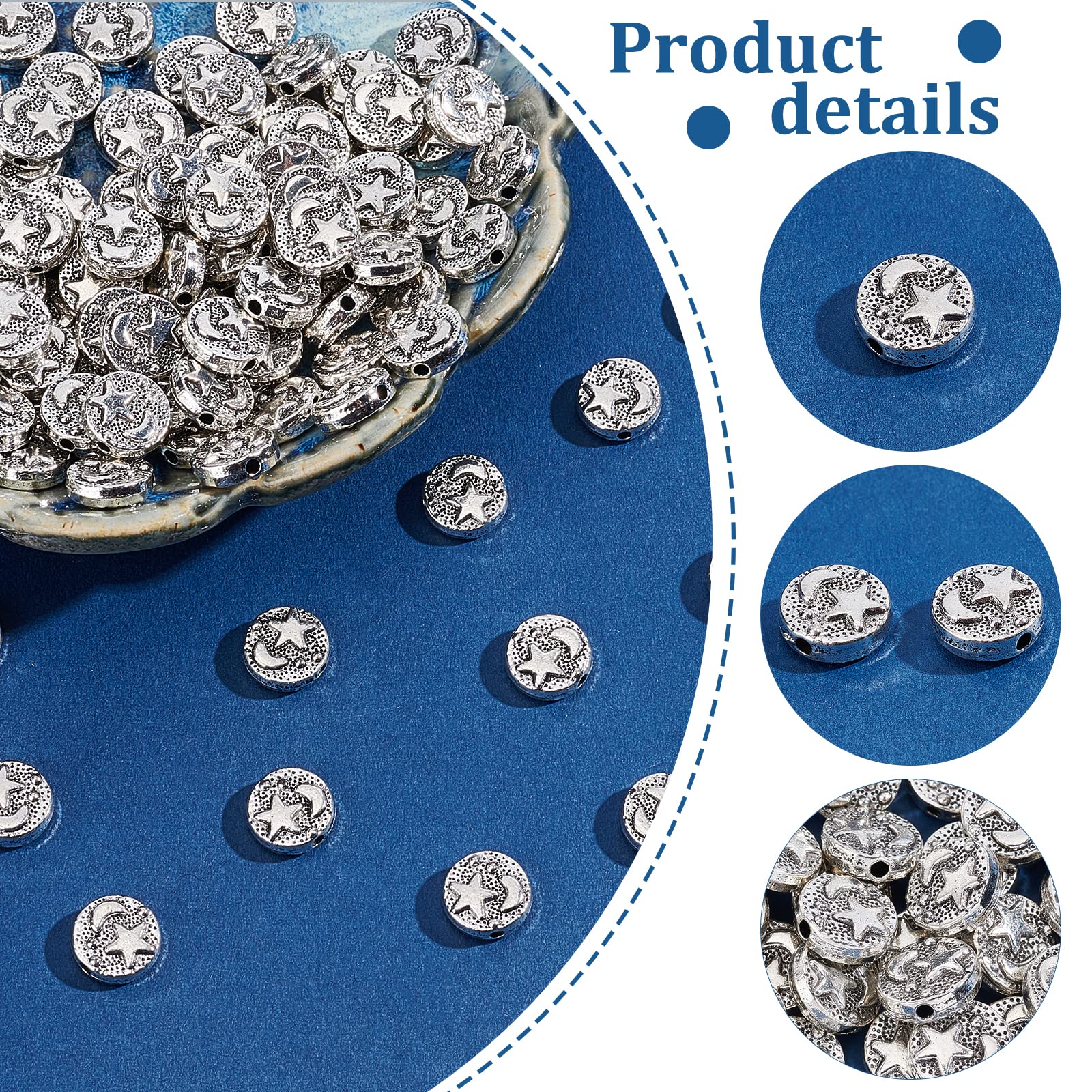 PH PandaHall Lot De 100 Perles En Alliage Tibétain En Forme D'étoile De