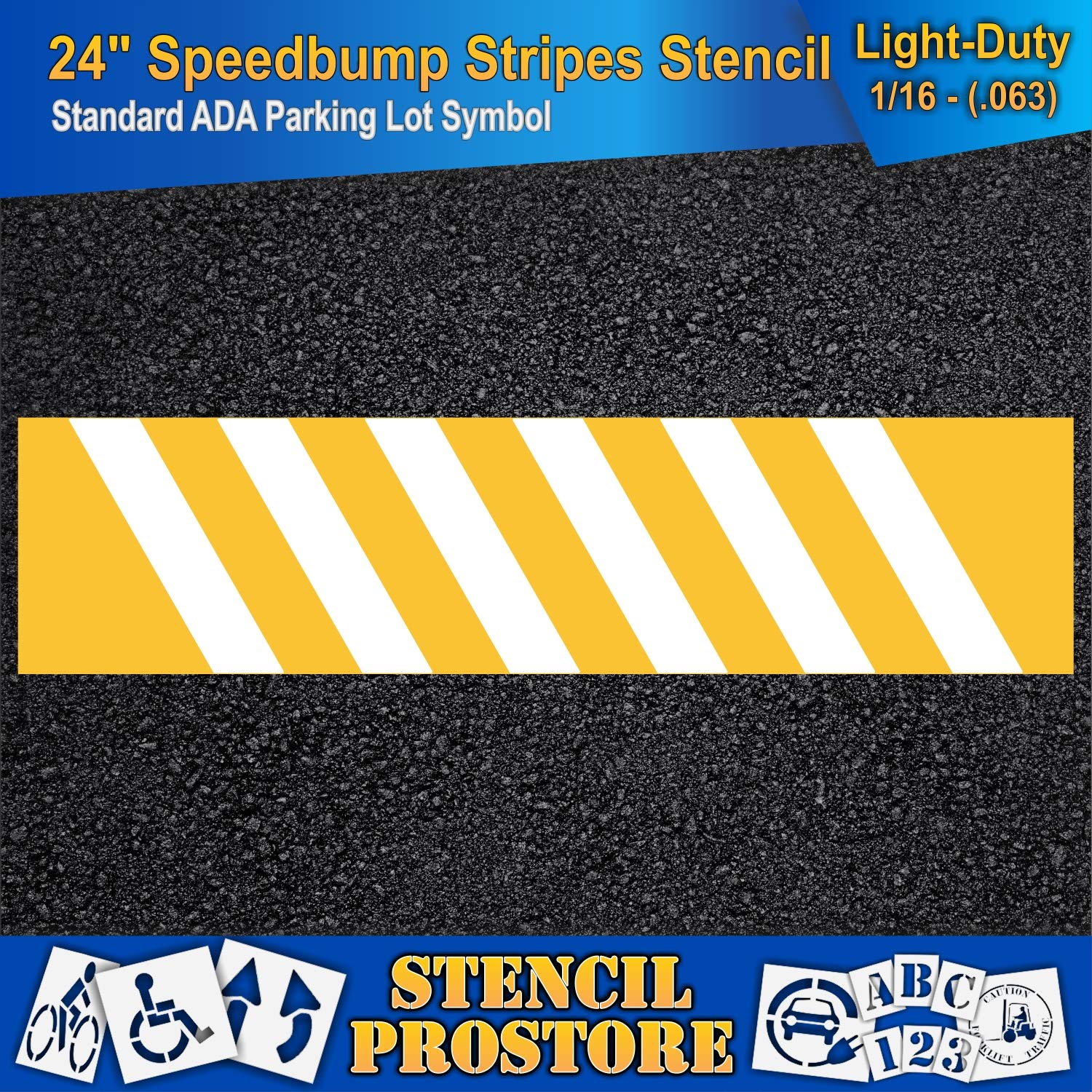 Pavement Stencils - 24 in - Speed Bump Lines Stencil - 24'' x 90'' x 1/16" (63 mil) - Light-Duty