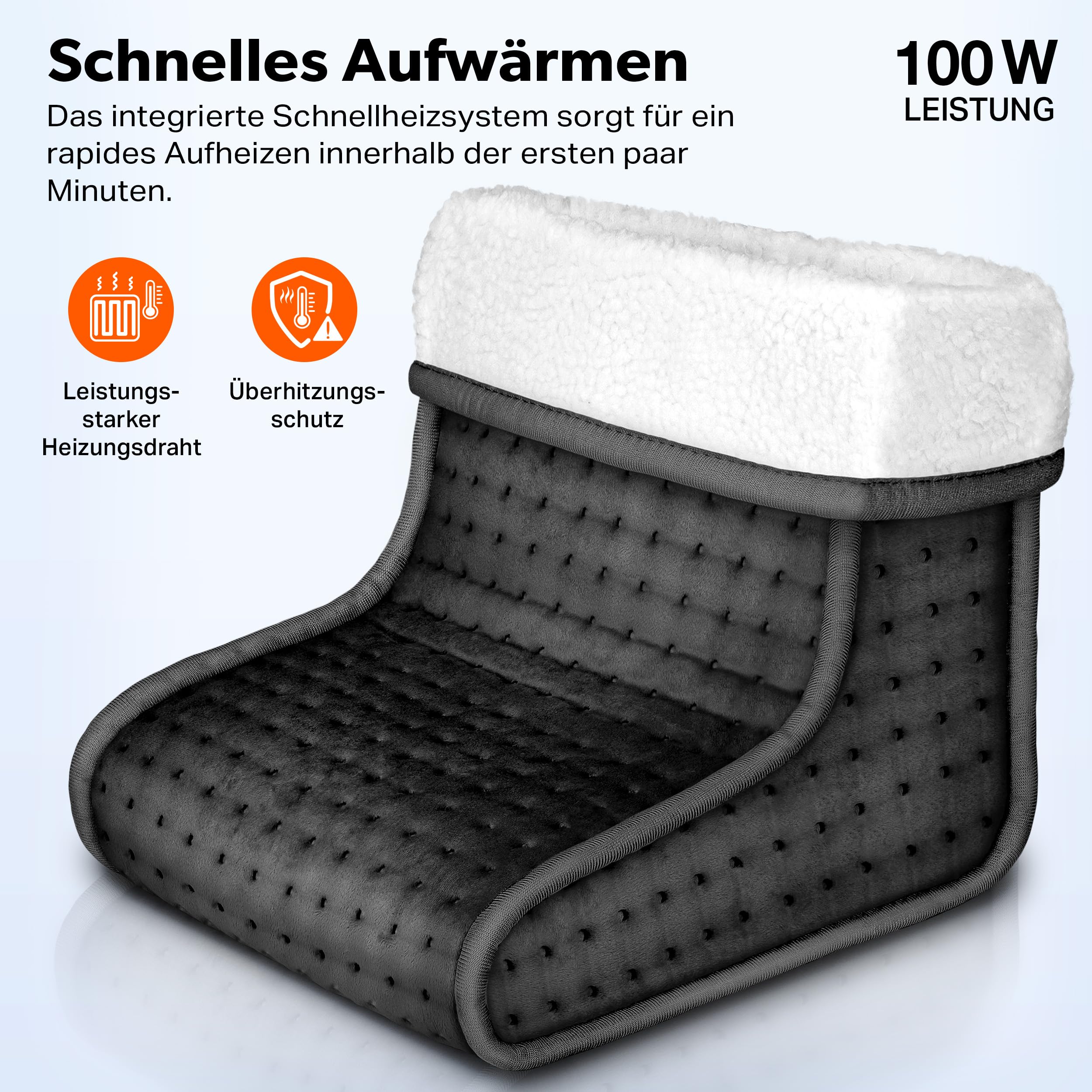 sinnlein Fußwärmer mit 6 Temperaturstufen & Timer | Fußheizung elektrisch | Überhitzungsschutz & Abschaltautomatik