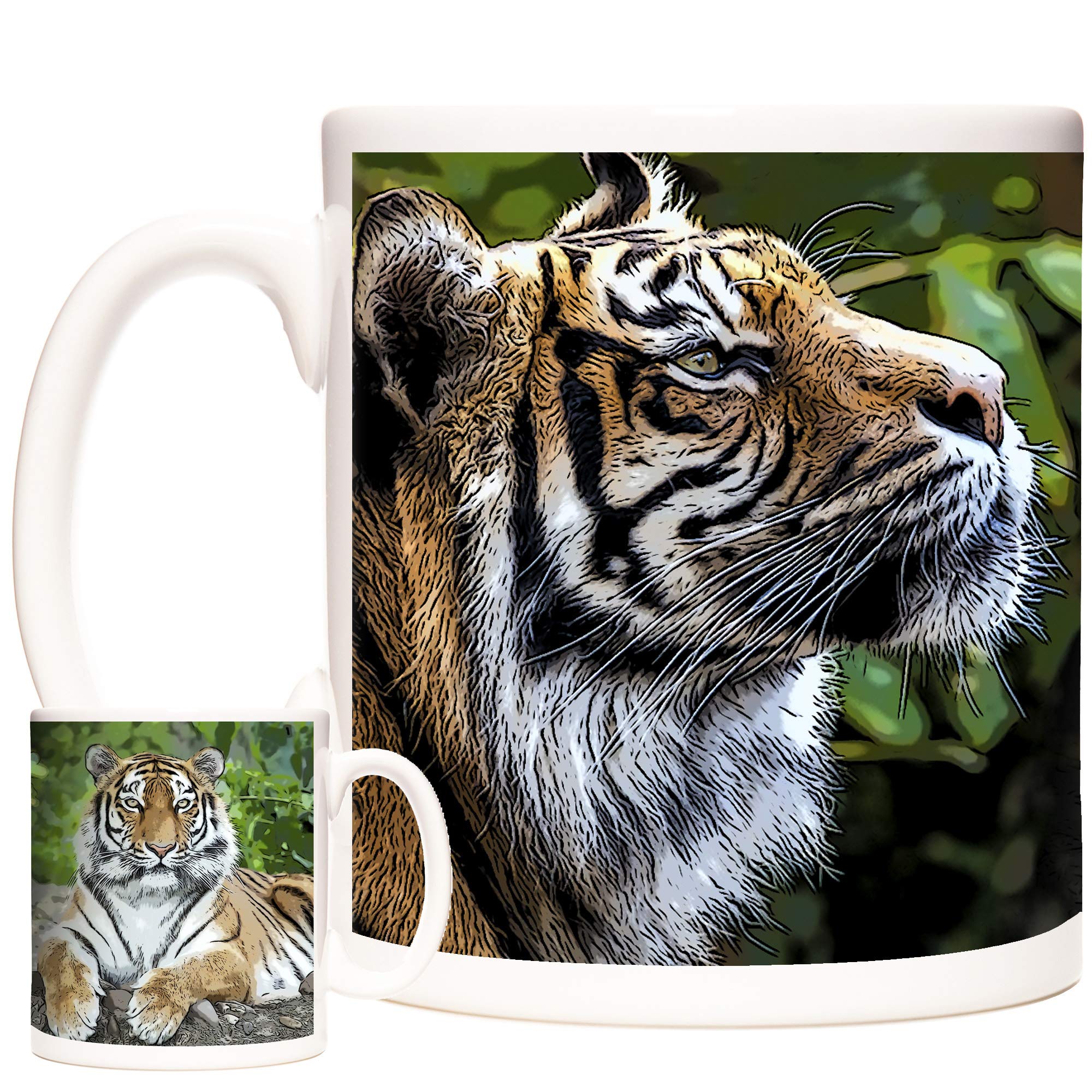 Beautiful Tiger Gift Mug, Magnificent Tigers on an 11oz Ceramic Mug. Dishwasher and Microwave Safe. Animals of The World Range